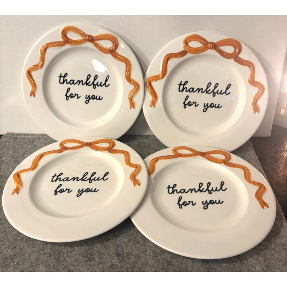 " Thankful For You" 8" New Salad Plate w/Ribbon Design from Hobby Lobby  # 3139
